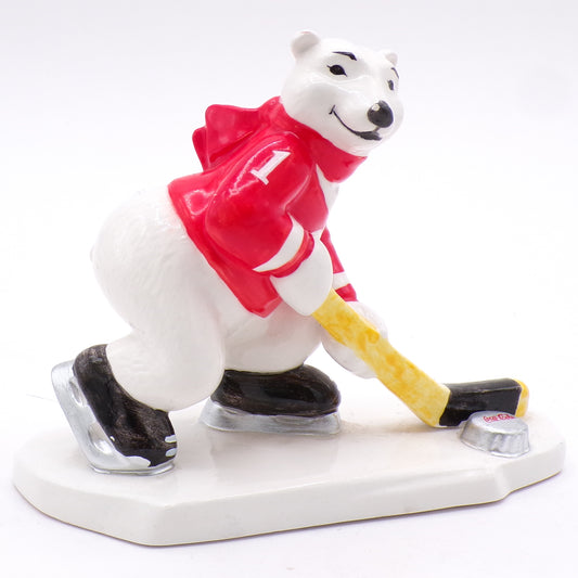 1995 Coca-Cola Enesco Hockey Playing Polar Bear w/Coke Puck Ceramic Figurine