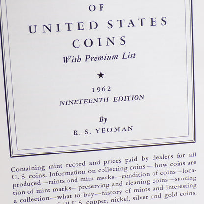 1961 Handbook of United States Coins 19th Edition Yeoman Blue Book Mint