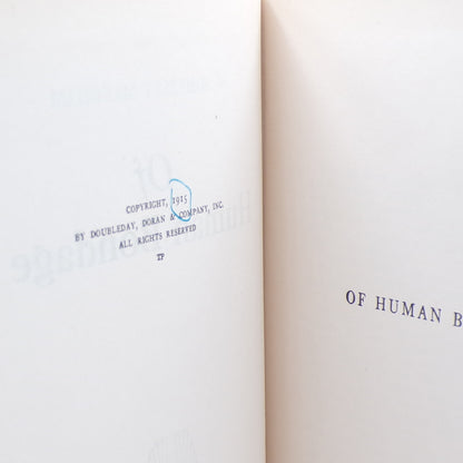 1915 Of Human Bondage Somerset Maugham Hardcover 1st Print/Edition
