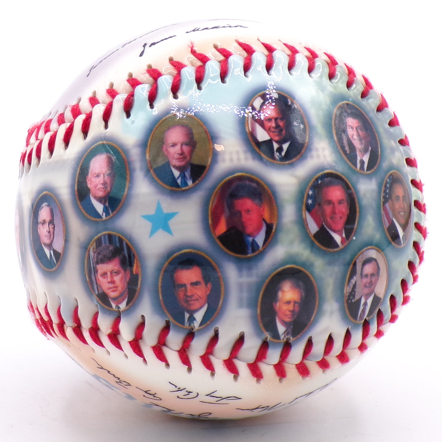 2008 U.S. Presidents Signatures + Portraits Collectible Baseball w/Cube