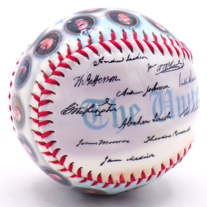 2008 U.S. Presidents Signatures + Portraits Collectible Baseball w/Cube
