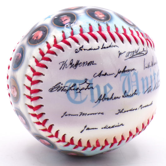 2008 U.S. Presidents Signatures + Portraits Collectible Baseball w/Cube
