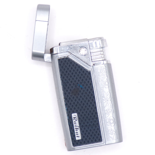 Vintage Ruihui Embossed Bejeweled Silver Flip-Top Torch Refillable Lighter