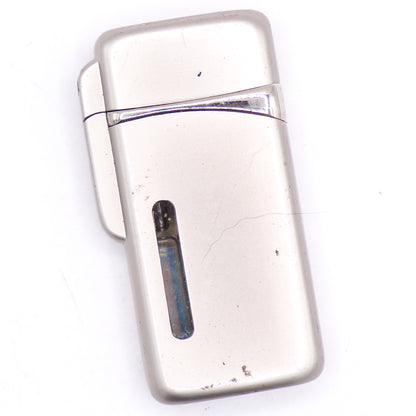 Vintage Silver Chrome Flip-Top Torch Refillable Lighter w/Green Flame