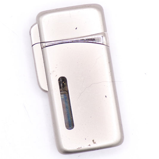 Vintage Silver Chrome Flip-Top Torch Refillable Lighter w/Green Flame