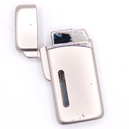 Vintage Silver Chrome Flip-Top Torch Refillable Lighter w/Green Flame