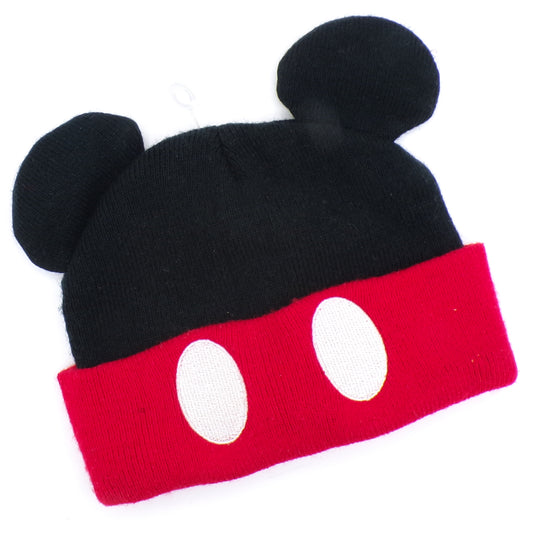 Official Disney Mickey Mouse Ears + Pants Cuffed Knit Hat New