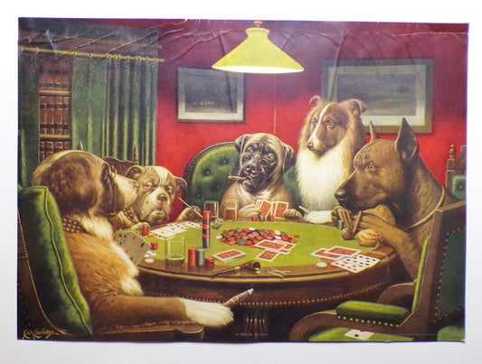 Original 1914 Brown & Bigelow 'A Bold Bluff' C.M. Coolidge Poker Art Print VG