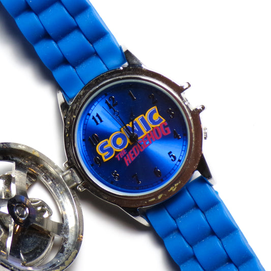 Accutime Sonic The Hedgehog Spinner Flip Up Analog Rubber Band Wrist Watch
