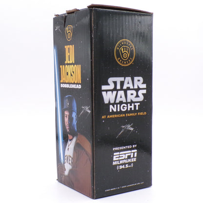 Jackson Chourio Star Wars Night Jedi Jackson SE SGA Brewers Bobblehead NIB