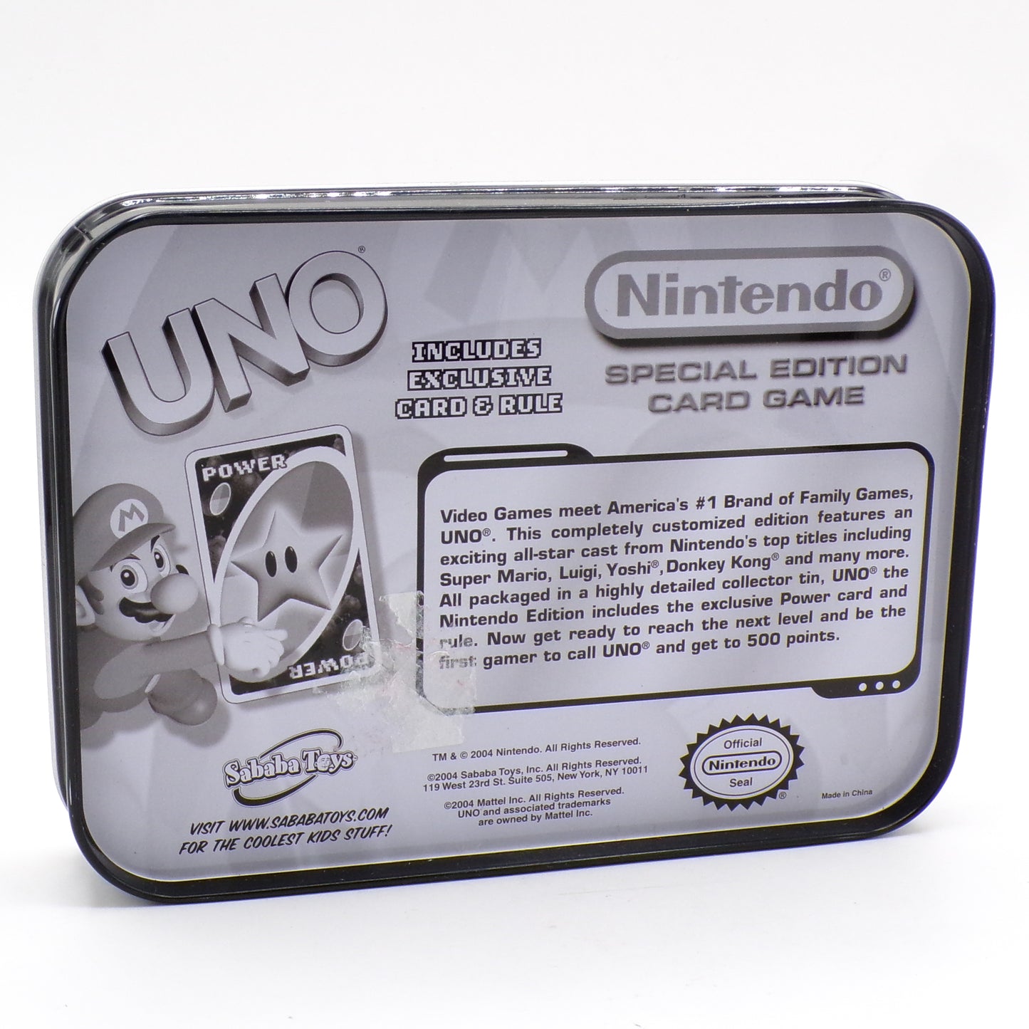 2004 Nintendo Super Mario UNO Special Edition w/Metal Case + Sealed Cards New