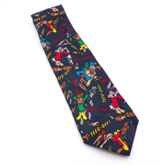 Vintage 1994 Looney Tunes Mania 'Teed-Off!' Taz Bugs Collectible Golf Necktie