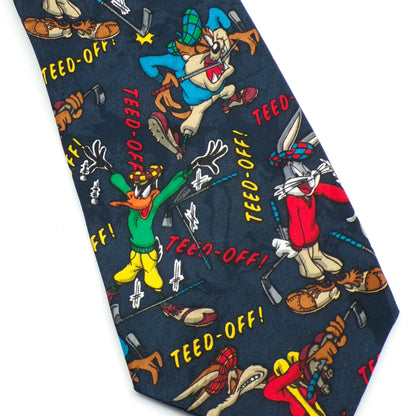 Vintage 1994 Looney Tunes Mania 'Teed-Off!' Taz Bugs Collectible Golf Necktie