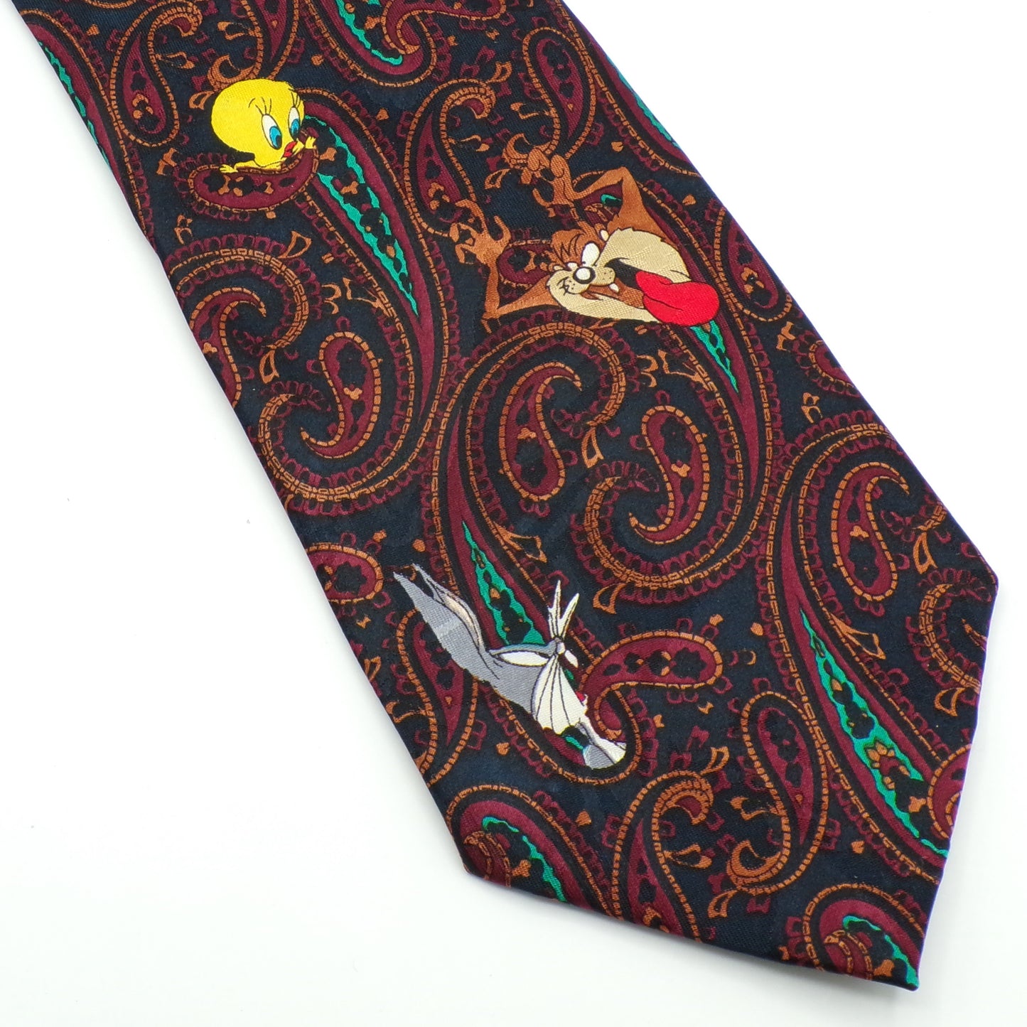 1994 Looney Tunes Mania Paisley Taz Bugs Tweety Marvin Collectible Necktie