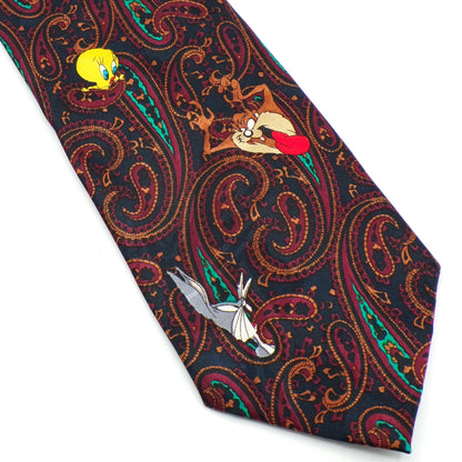 1994 Looney Tunes Mania Paisley Taz Bugs Tweety Marvin Collectible Necktie