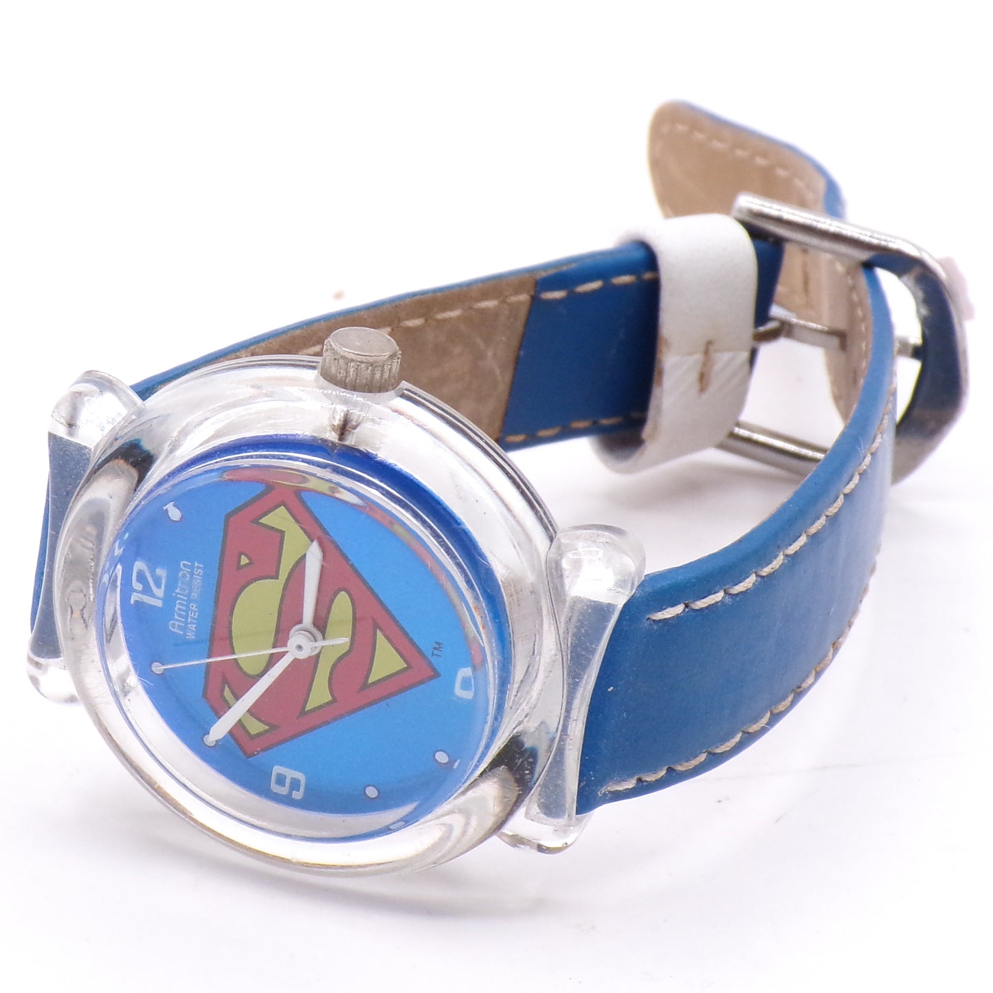 Women's Clear Acrylic Superman DC Armitron Water Resistant Analog Watch