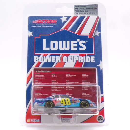 Numbered 2003 Jimmy Johnson #48 Lowe's Sponge Bob 1:64 Scale Stock Car NIB