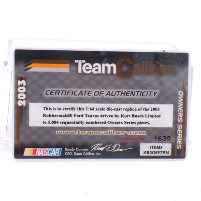 Numbered 2003 Team Caliber Kurt Busch #97 1:64 Scale Stock Car #/5004 w/COA