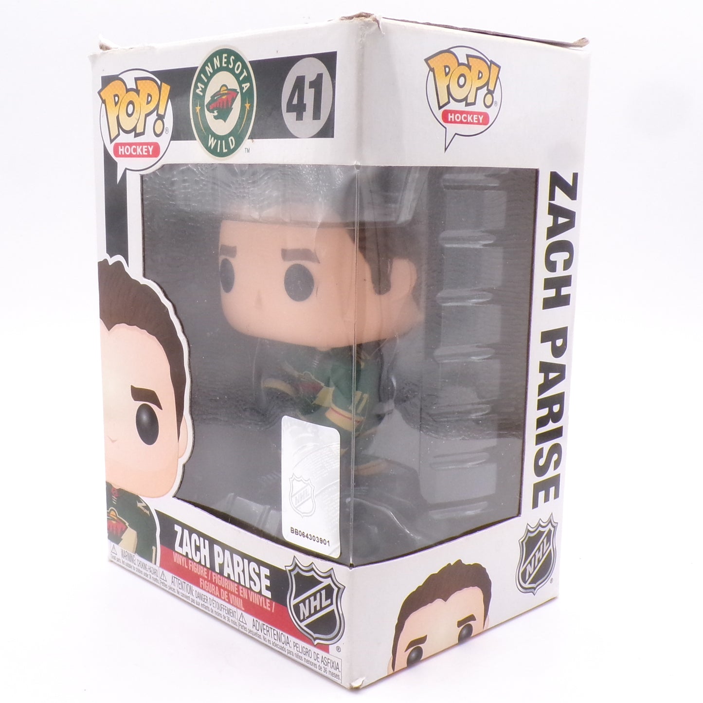 Funko Pop! Hockey Zach Parise #41 MN Wild Green Jersey Vinyl Figure w/Protector