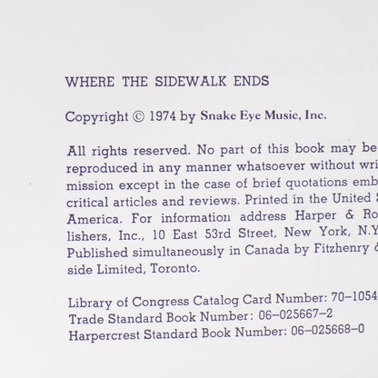 1974 Where the Sidewalk Ends Shel Silverstein 1st Edition HC w/DJ Book
