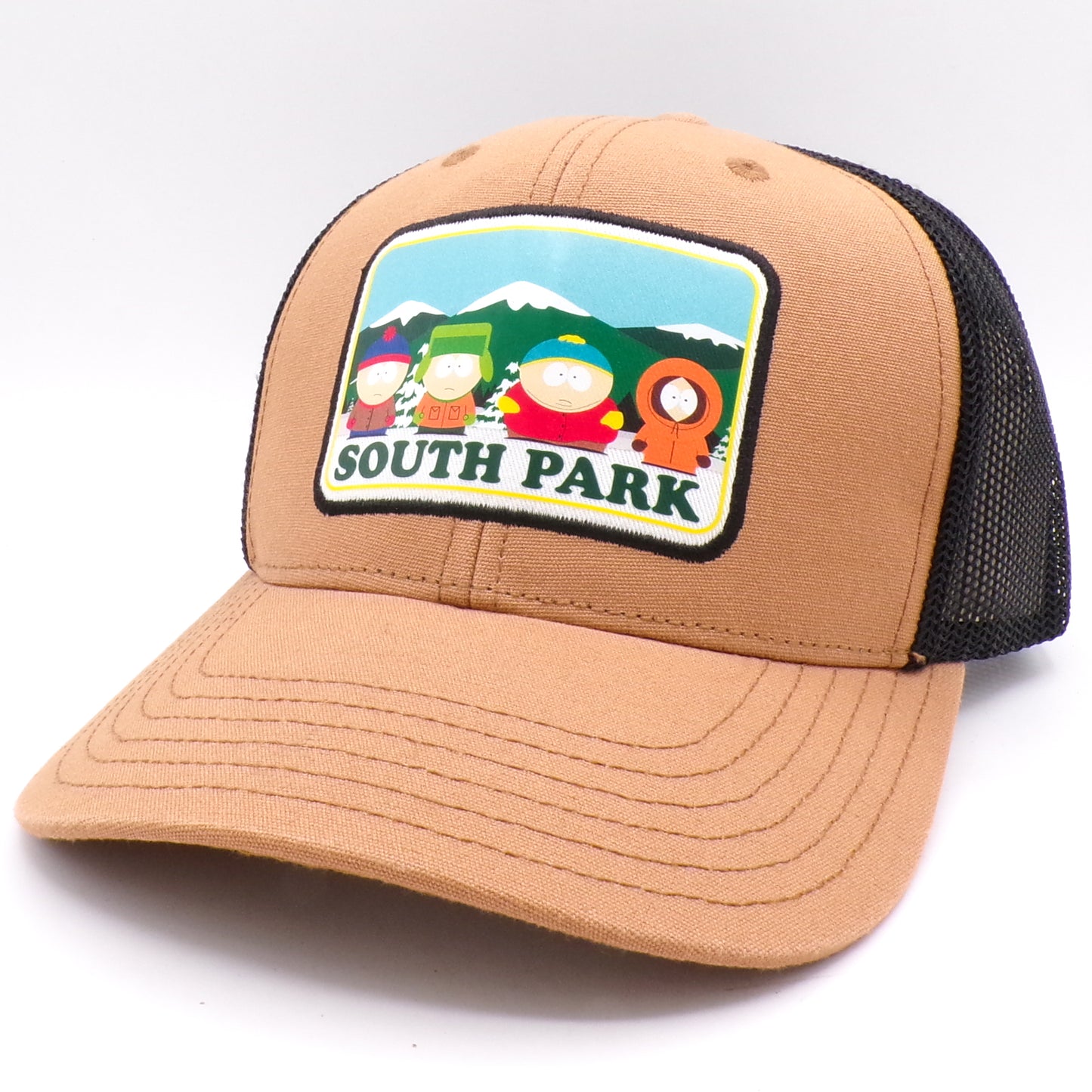 Black/Khaki South Park Character Patch Mesh Snapback Trucker's Hat NWT