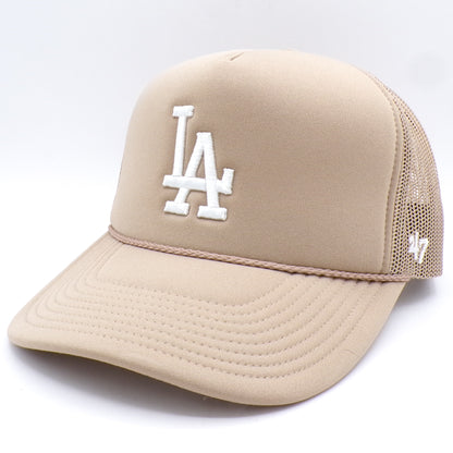 Tan Los Angeles Dodgers Forty-Seven '47 Snapback Mesh Trucker's Hat New