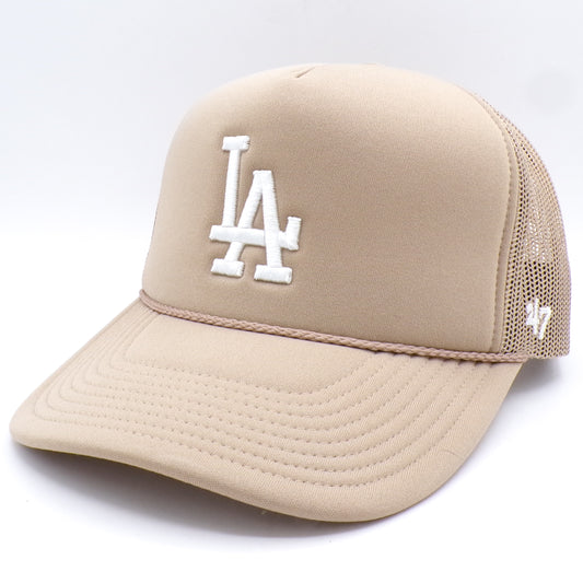 Tan Los Angeles Dodgers Forty-Seven '47 Snapback Mesh Trucker's Hat New