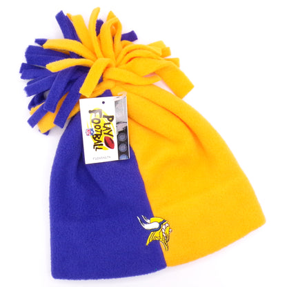 Kids Vintage Purple + Gold Minnesota Vikings Fleece Beanie Hat w/Pom