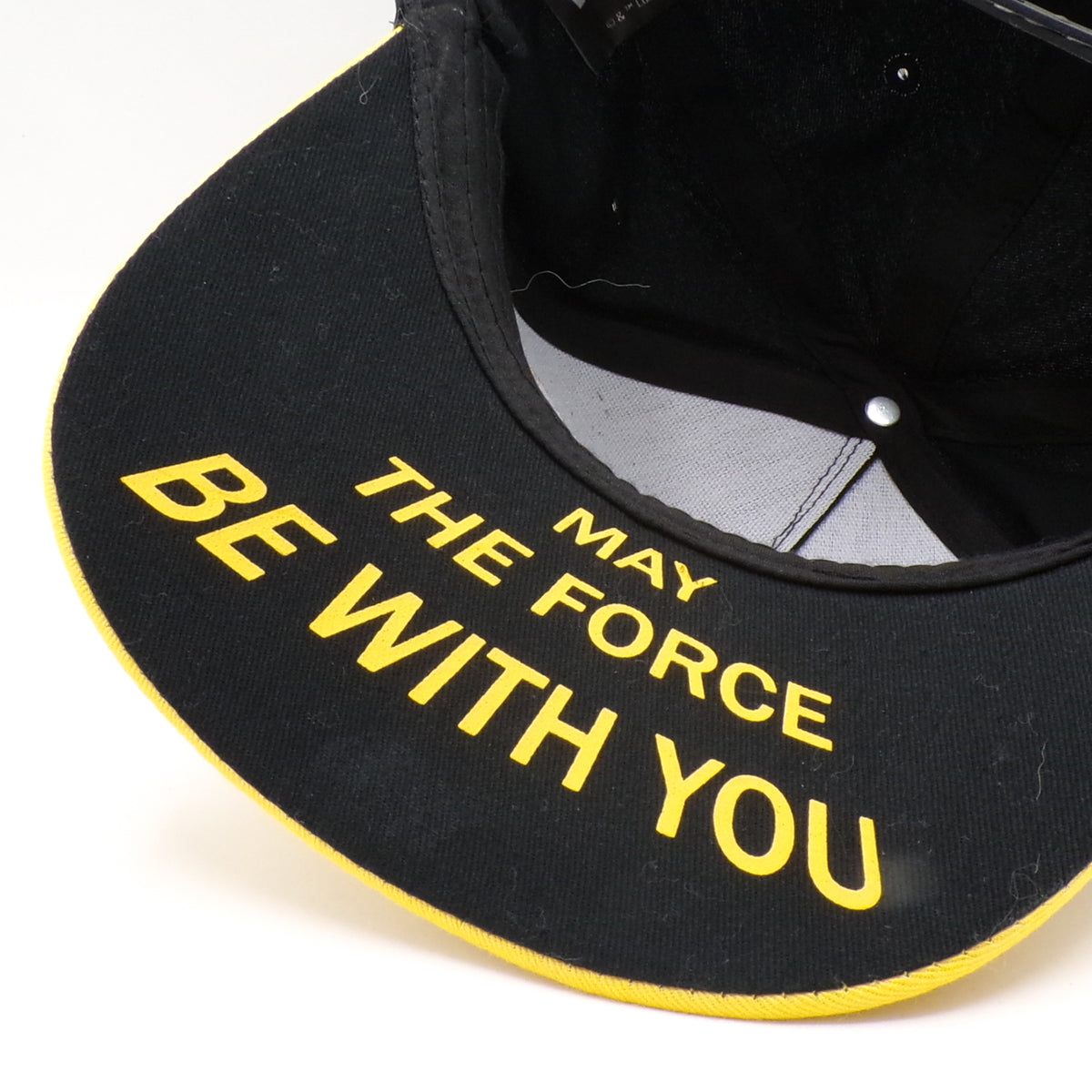 Black + Yellow 3D Puff Star Wars 'May The Force Be w/You' Bill Adjustable Hat - NEW