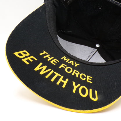 Black + Yellow 3D Puff Star Wars 'May The Force Be w/You' Bill Adjustable Hat - NEW