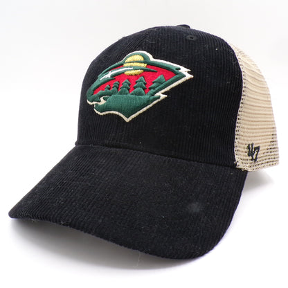Black Corduroy Minnesota Wild '47 MVP Adjustable Mesh Trucker Hat - NWT