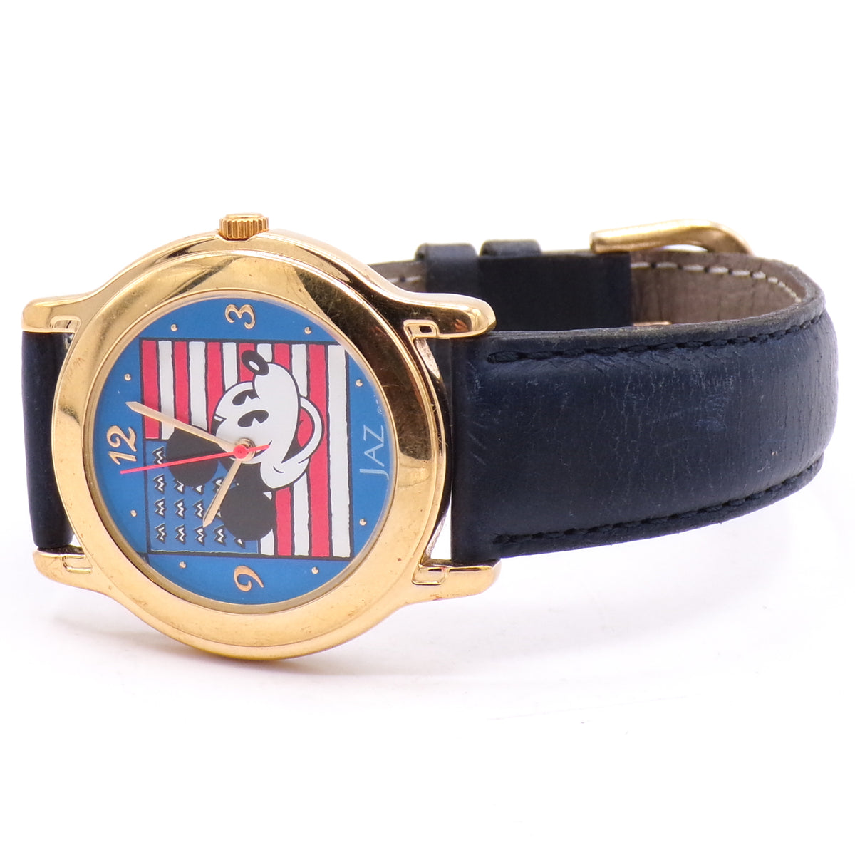 Vintage Jaz Seiko Gold Tone Mickey Mouse w/Flag Disney Water Resistant Analog Watch