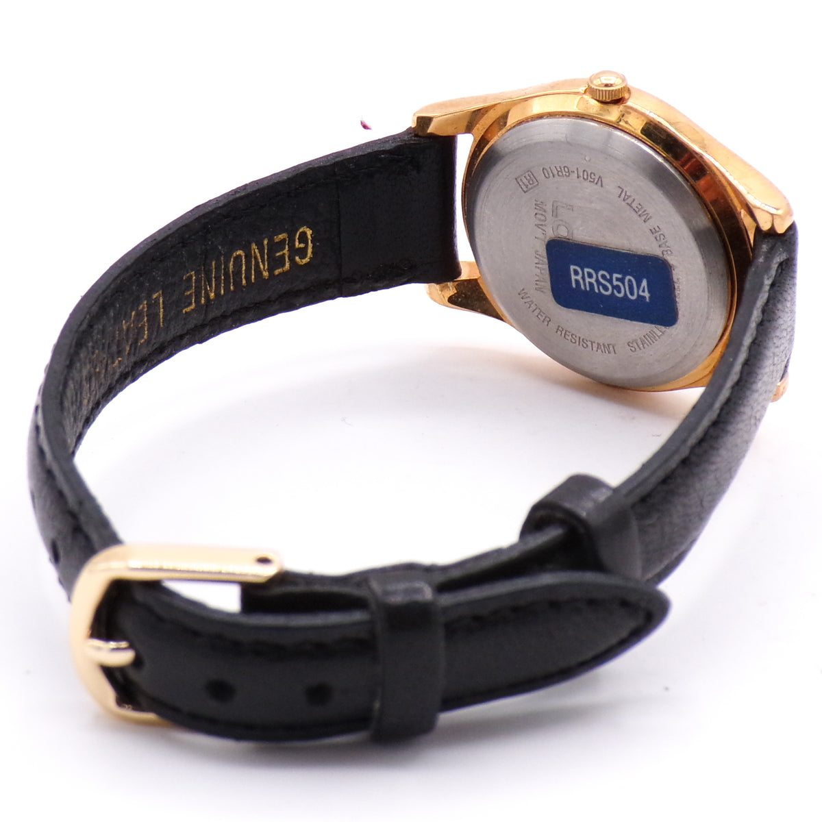 Lorus Mickey Mouse Women's Analog Watch Gold Tone Black Leather Strap