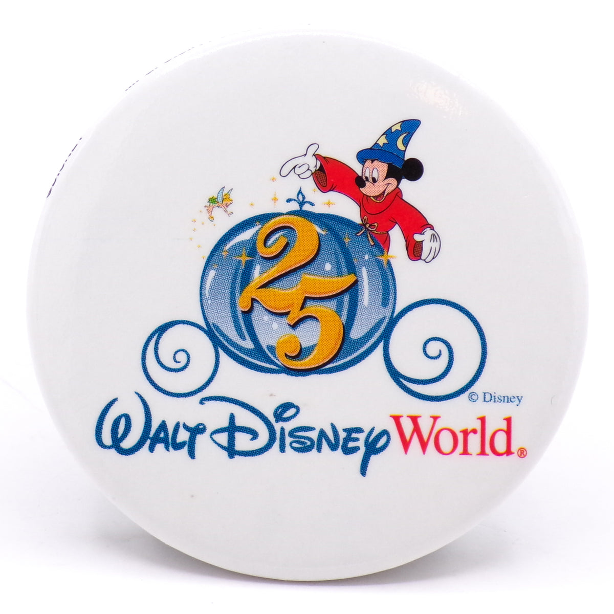 Vintage 25th Anniversary Walt Disney World Mickey Mouse Button Pin - Rare