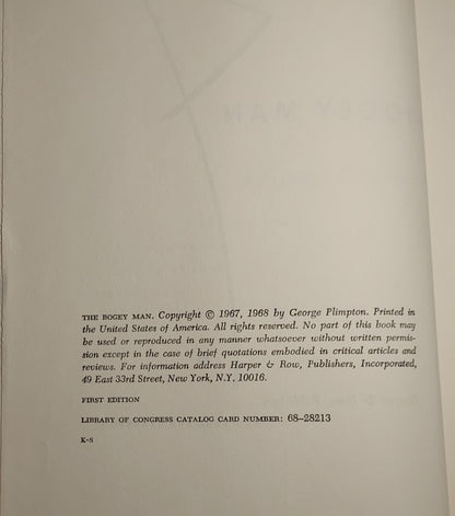 1967 The Bogey Man - The World of Big-Time Golf-George Plimpton - HC w/Dust Jacket