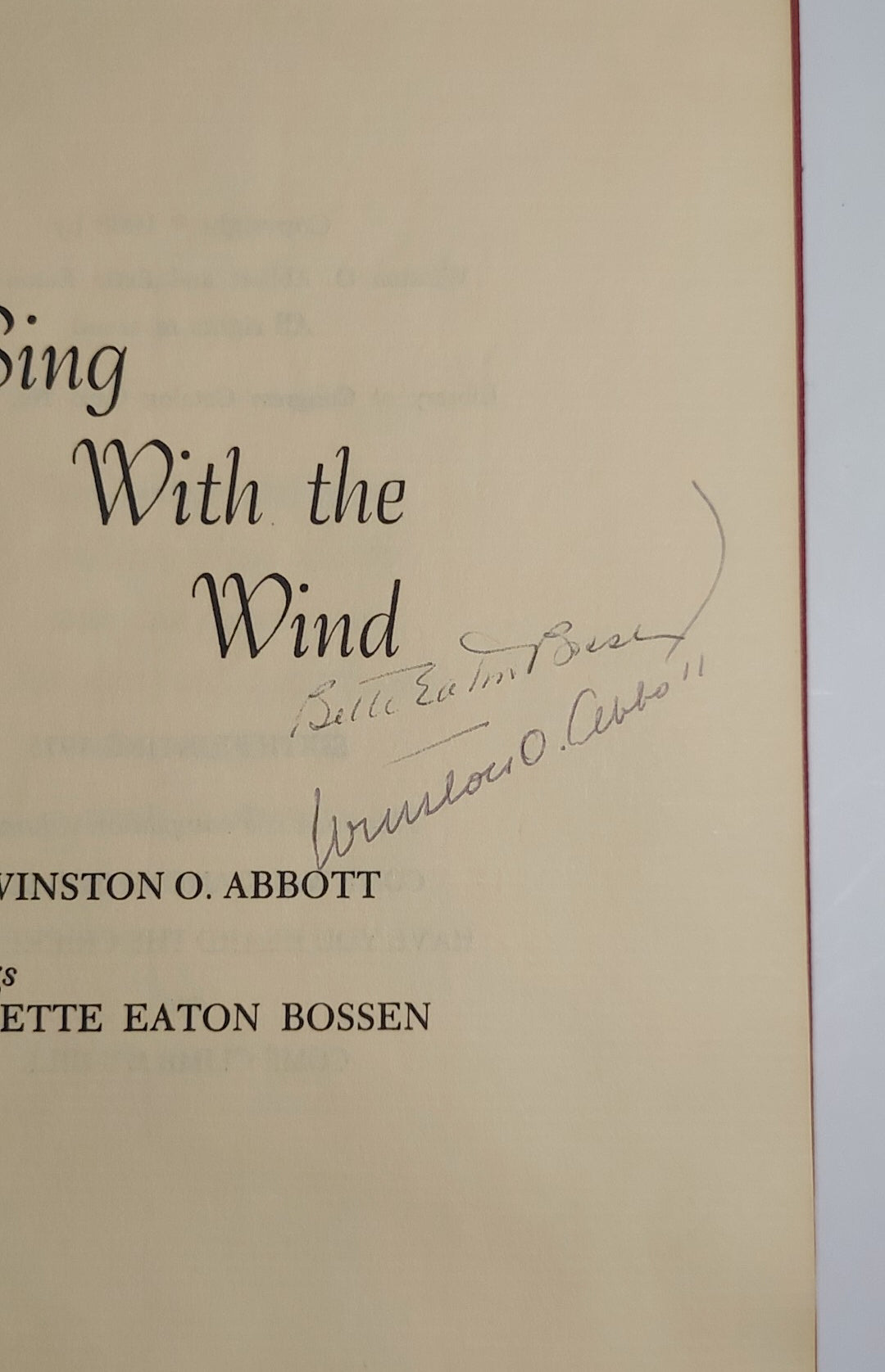 SIGNED 1975 Sing With the Wind Hardcover Illustrated - Besson + Abbott