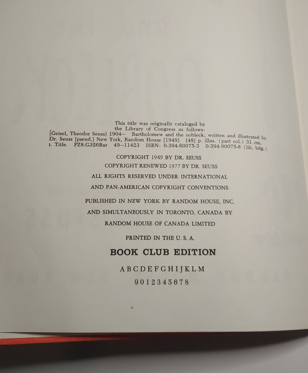 Bartholomew And The Oobleck: Dr Suess Vintage Hardcover Book Club Edition