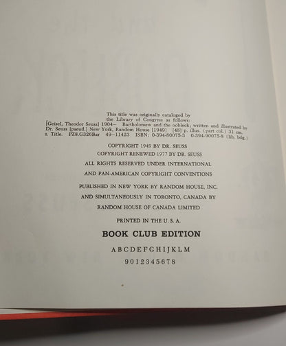 Bartholomew And The Oobleck: Dr Suess Vintage Hardcover Book Club Edition