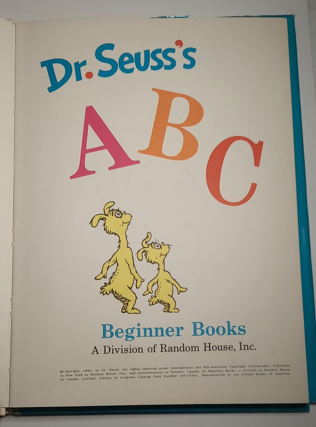 Dr. Seuss's ABC Beginner Book, 1963 1st Editon, 1st Printing Hardcover Dust Jacket - 195/195
