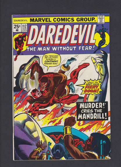 1974 Daredevil #112 Black Widow Mandrill Marvel Comics NM