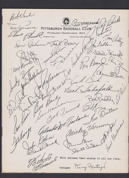 1964 Pittsburgh Pirates Roberto Clemente Official Team Yearbook Mint Condition