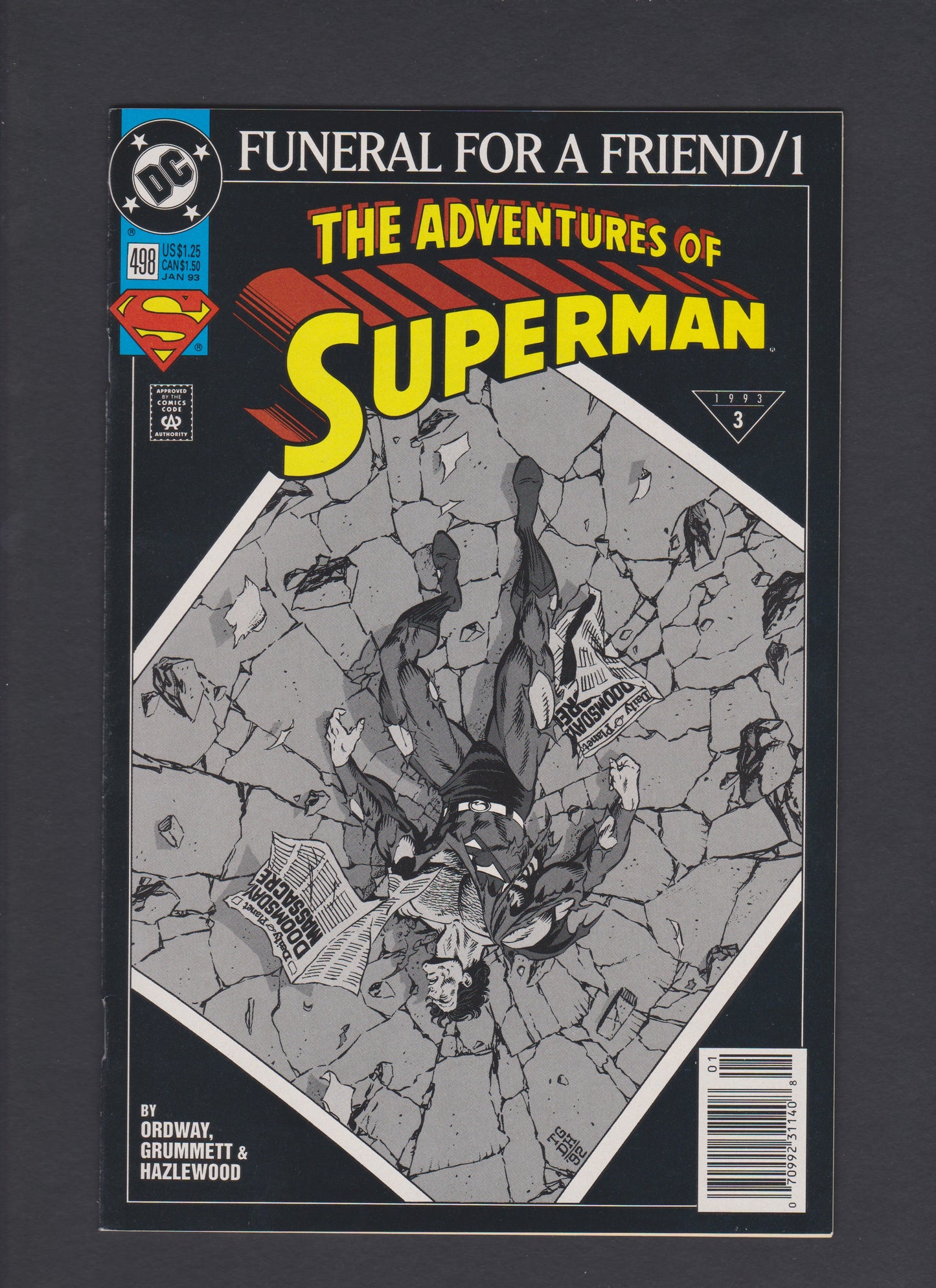 1993 Adventures of Superman #498 Newstand Variant High Grade Comic Book