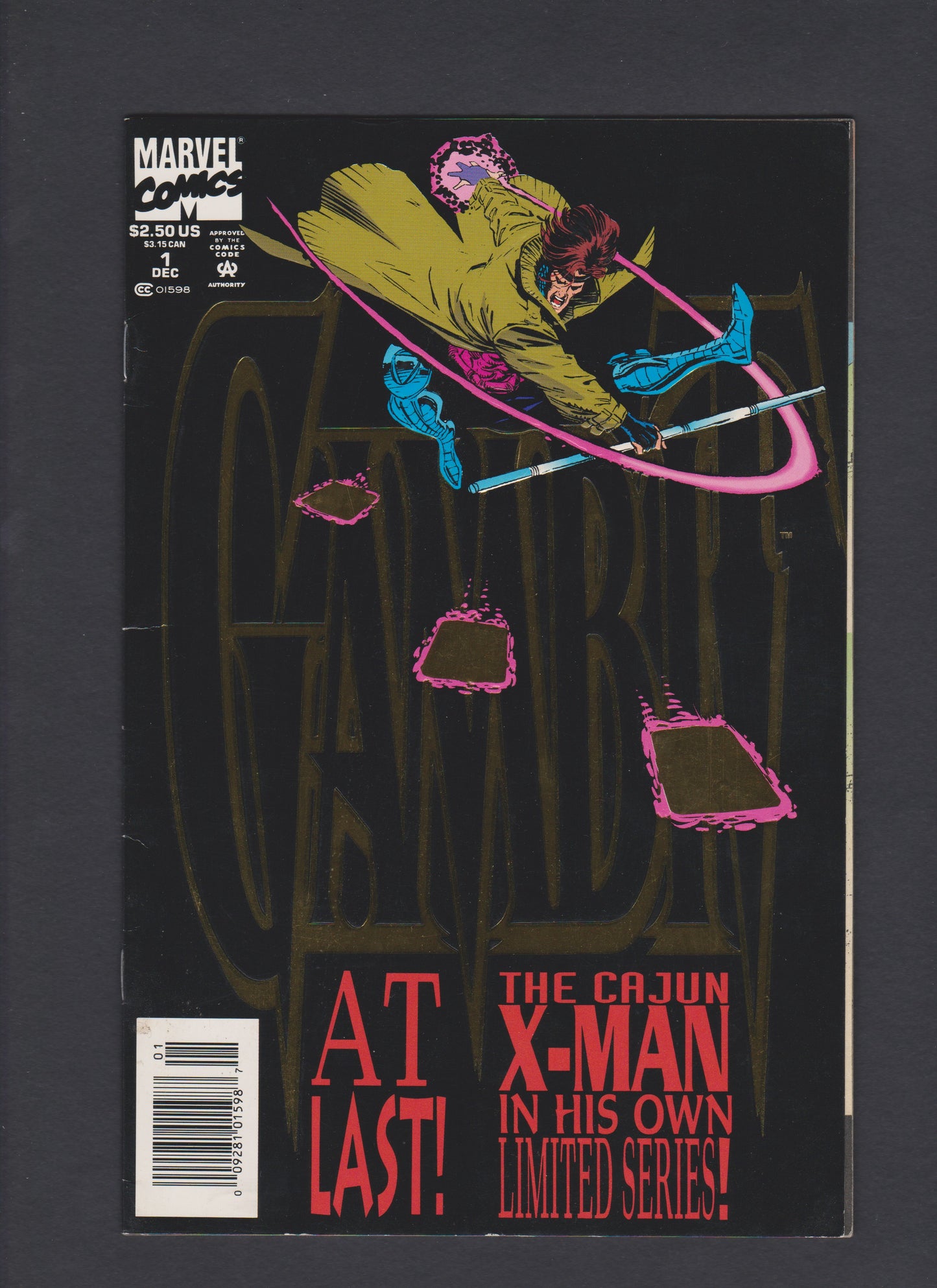 1993 Gambit #1 Black Cover Gold Foil Embossed Newsstand Edition