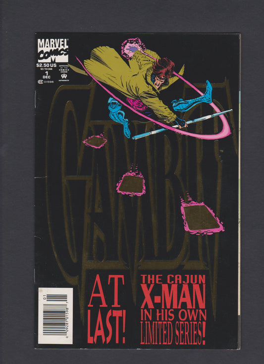 1993 Gambit #1 Black Cover Gold Foil Embossed Newsstand Edition